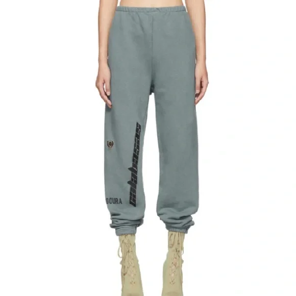 Yeezy Season 5 Calabasas Embroidered French Terry Track Sweatpants Hospital Blue